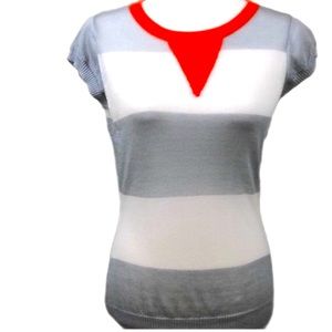 Gray and Red Women's Top